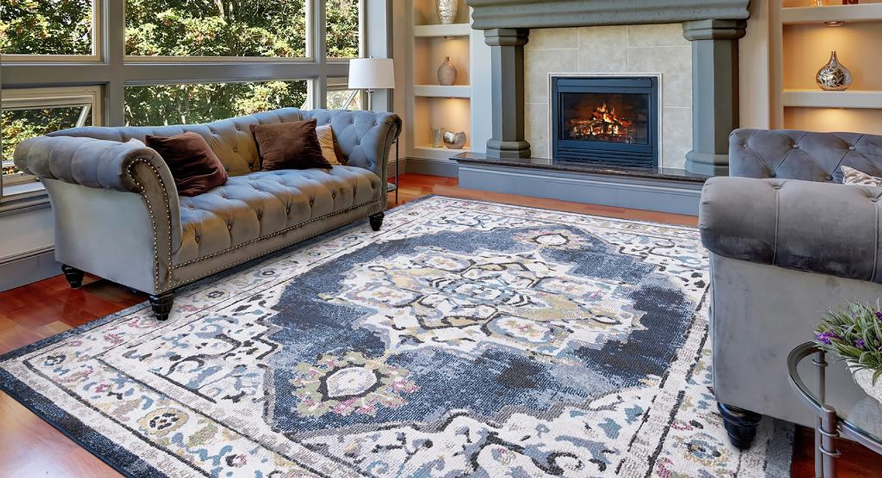 Concord Global Trading Vintage 7264 Barclay Navy Area Rug Room Scene 4