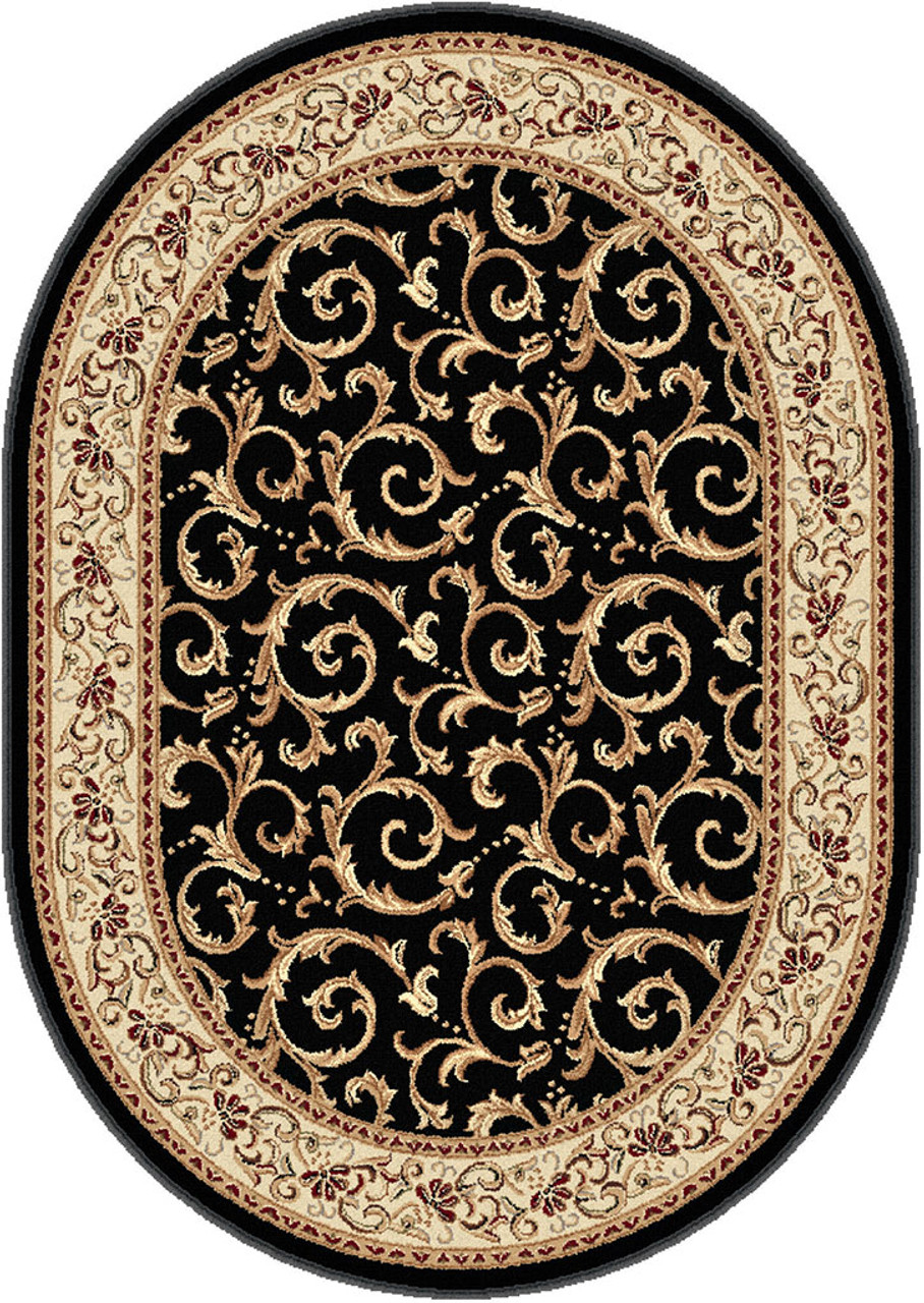 Tayse Elegance 5403 Black Oval Area Rug