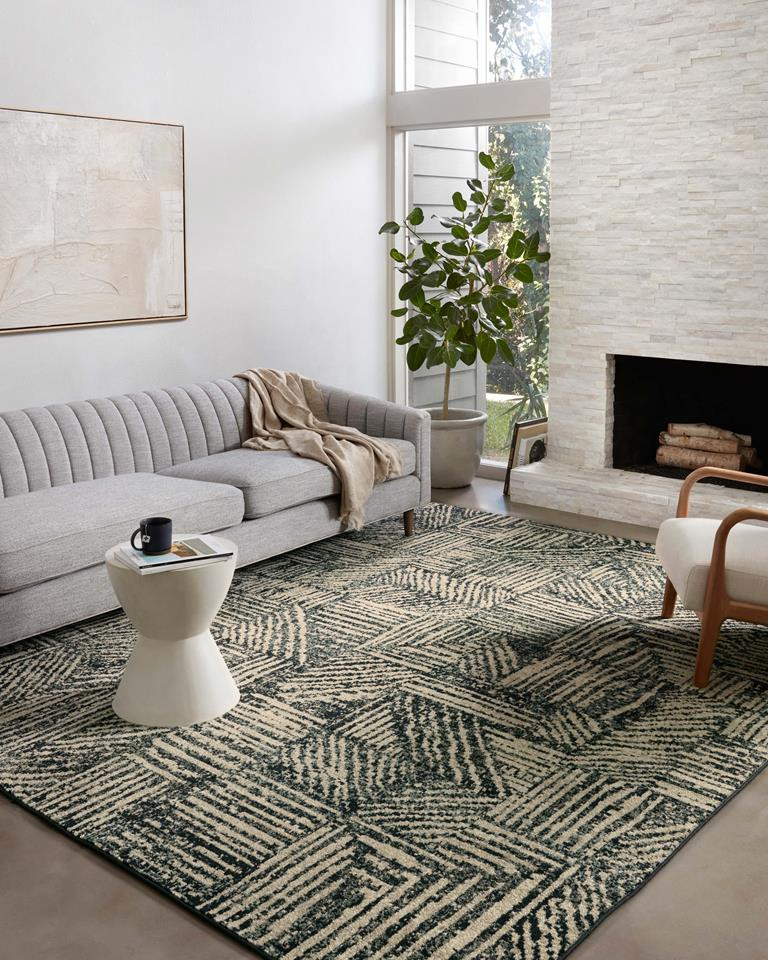Loloi II Bowery BOW-01 Midnight Taupe Area Rug Room Scene 2