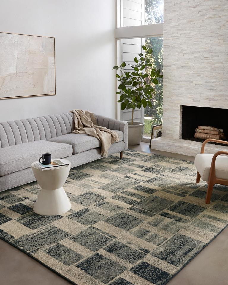 Loloi II Bowery BOW-03 Storm Sand Area Rug Room Scene 2