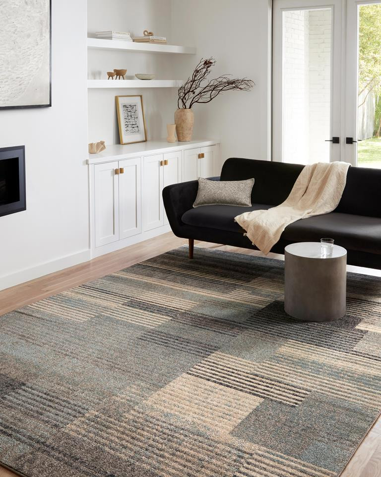 Loloi II Bowery BOW-06 Storm Taupe Area Rug Room Scene