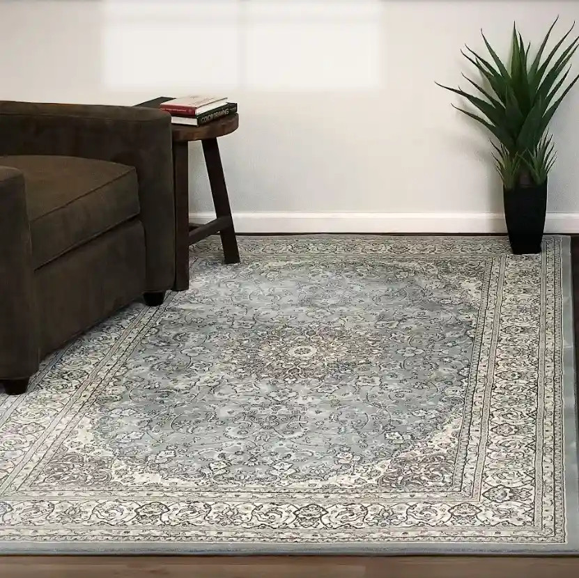 Ancient Garden 57119-4646 Steel Blue/Cream Area Rug by Dynamic