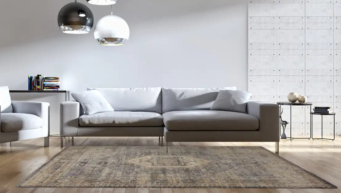 Janey JAY-02 Slate Gold Area Rug - Magnolia Home by Joanna Gaines Room Scene