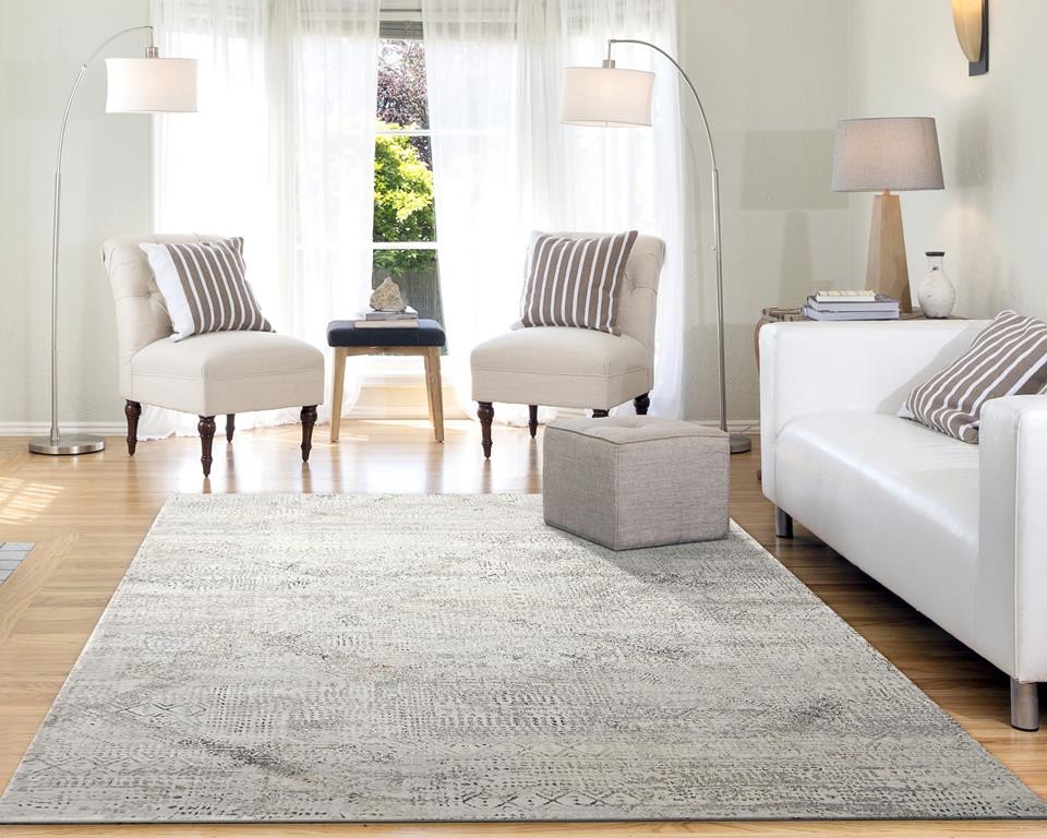 Dynamic Rugs Capella 7925-970 Grey Gold Area Rug Room Scene