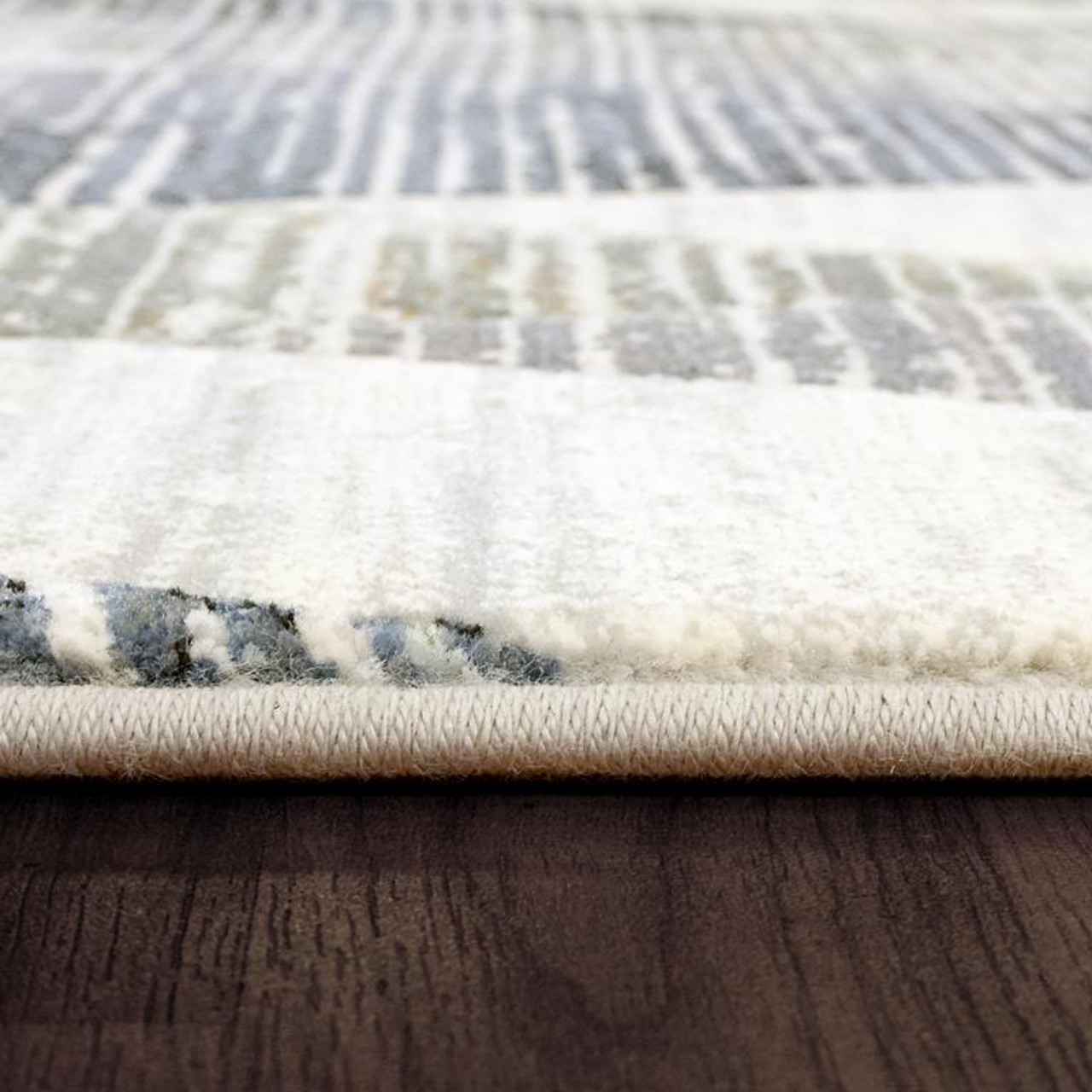 Dynamic Rugs Eclipse 63612-6656 Ivory Blue Area Rug Pile Edge