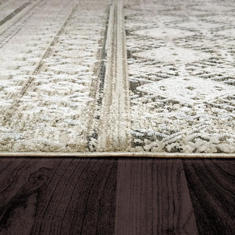 Dynamic Rugs Wingo 7956-985 Grey Cream Blue Area Rug Pile Edge