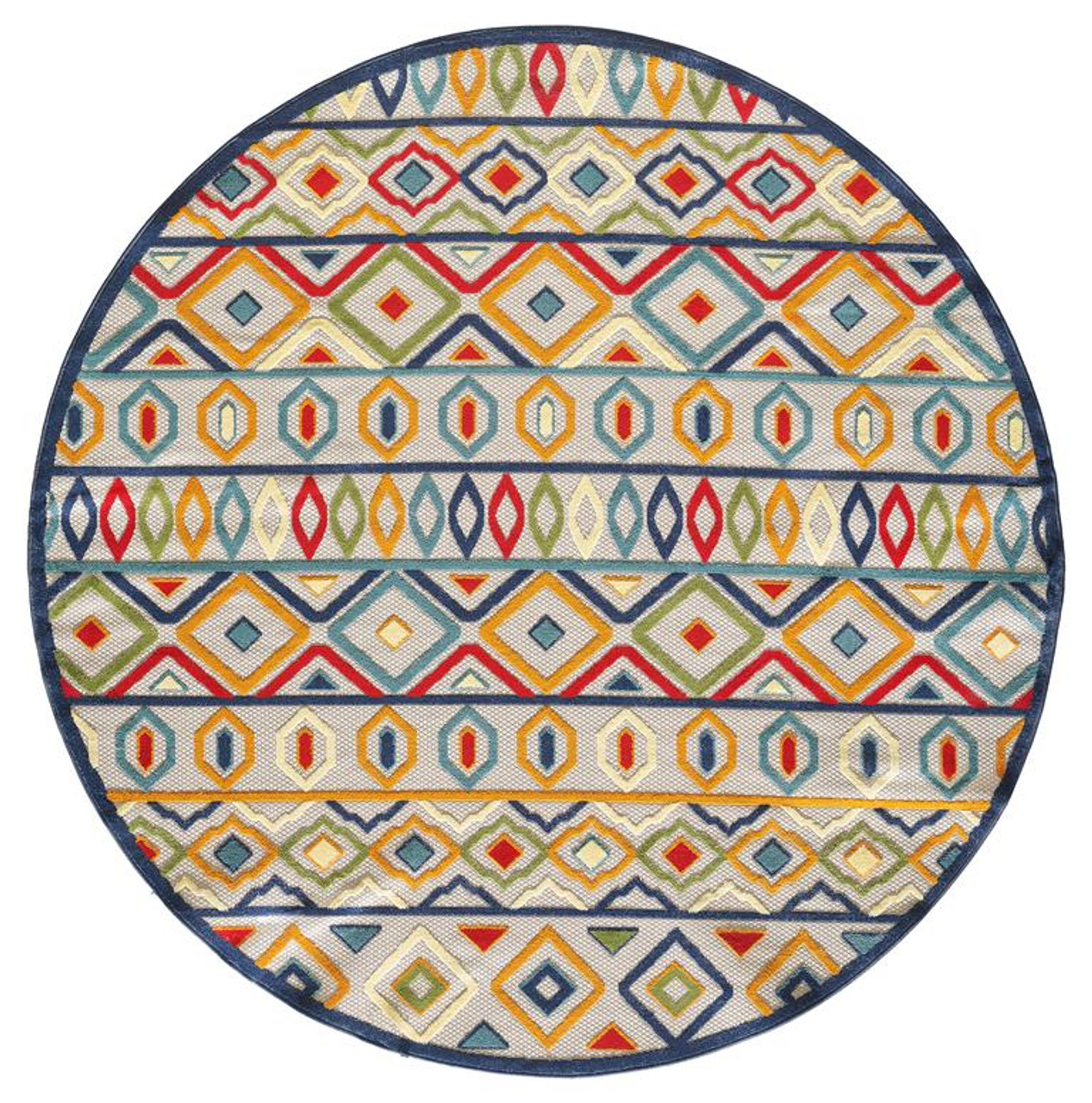 Kas Calla 6928 Ivory Multi Aztec Round Area Rug