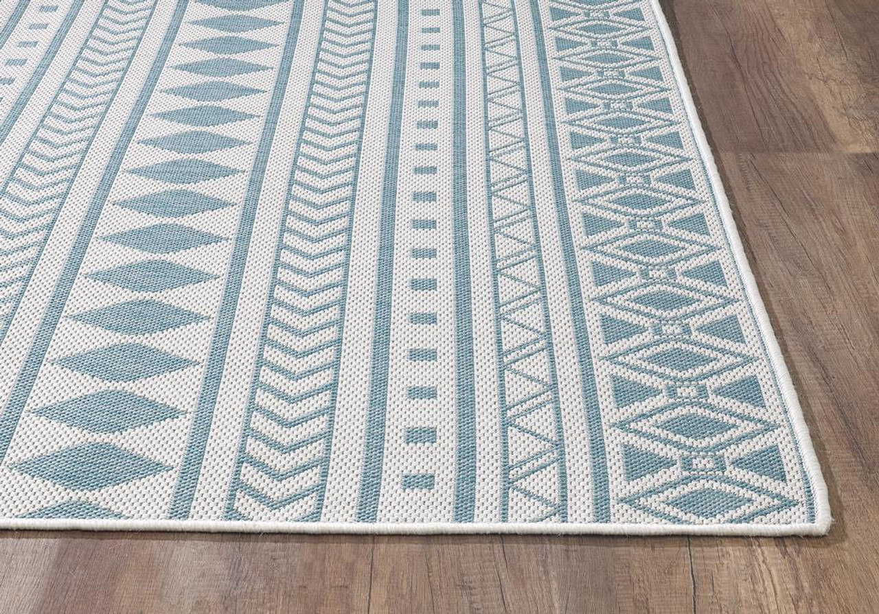 Kas Provo 5777 Ivory Aqua Natura Area Rug Corner