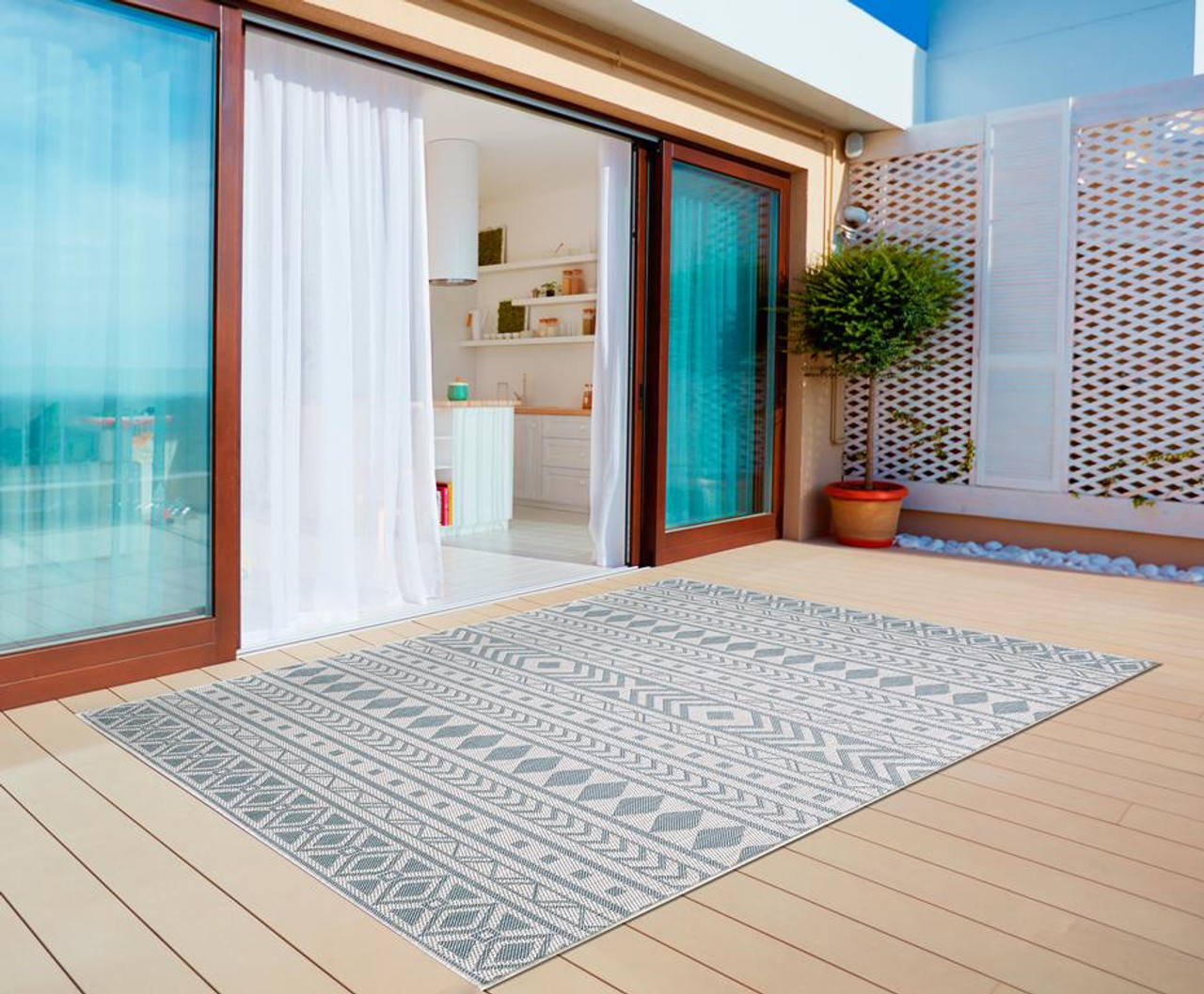 Kas Provo 5777 Ivory Aqua Natura Area Rug Room Scene