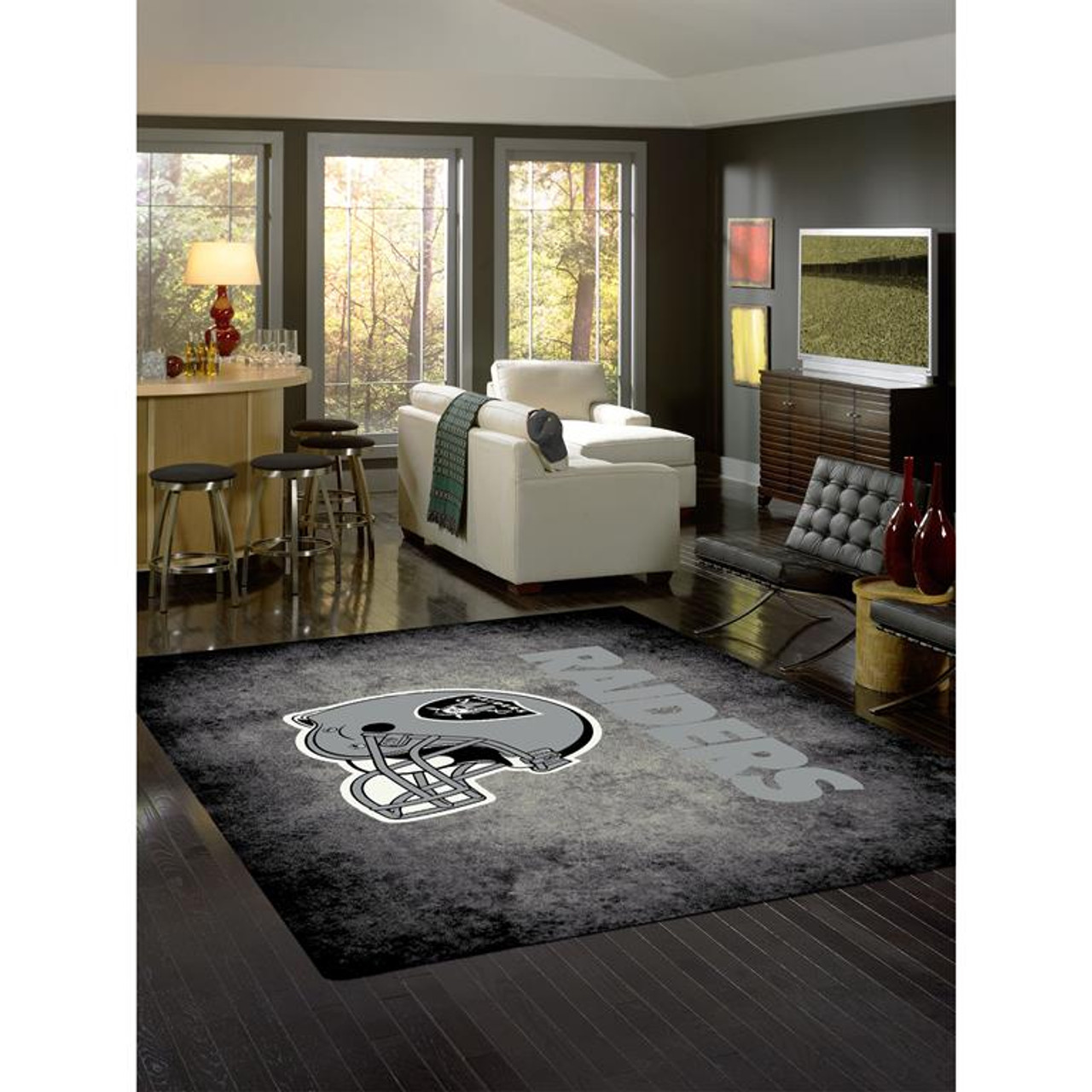 Officially Licensed NFL Las Vegas Raiders Plush Rug w/Vintage Logo