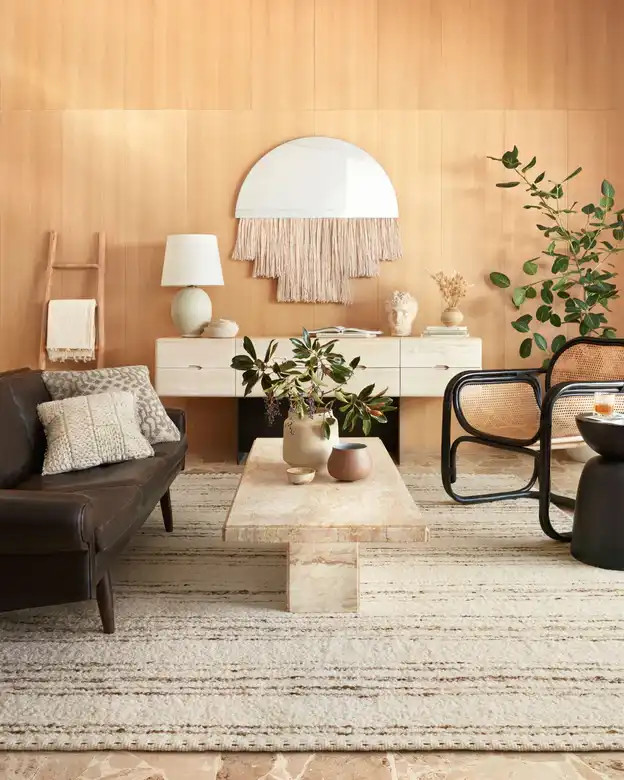 Loloi Roman ROM-02 Ivory Pebble Area Rug Room Scene