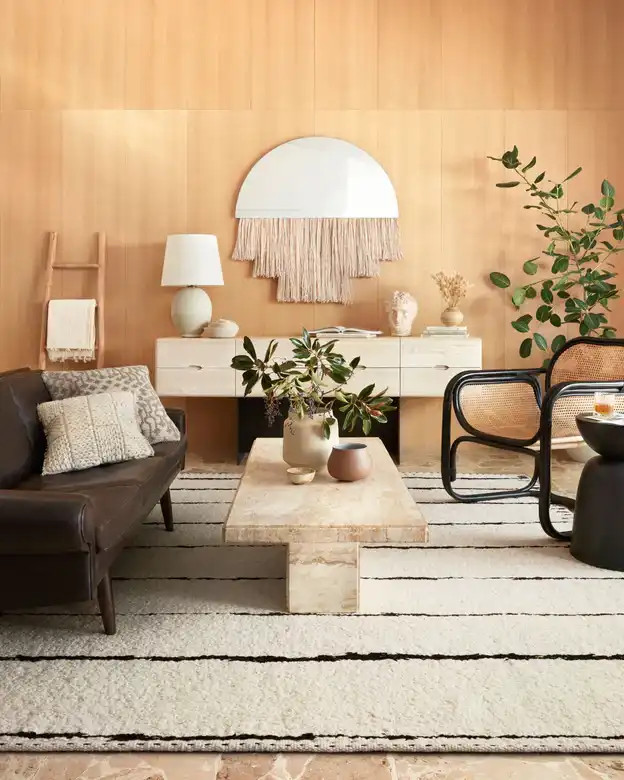 Loloi Roman ROM-05 Ivory Black Area Rug Room Scene