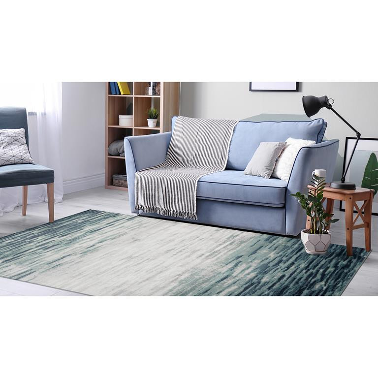 Liora Manne Aurora 2853-03 Strata Blue Area Rug Room Scene