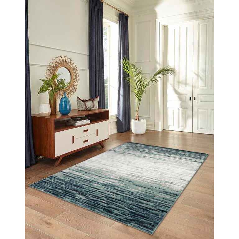 Liora Manne Aurora 2853-03 Strata Blue Area Rug Room Scene 3