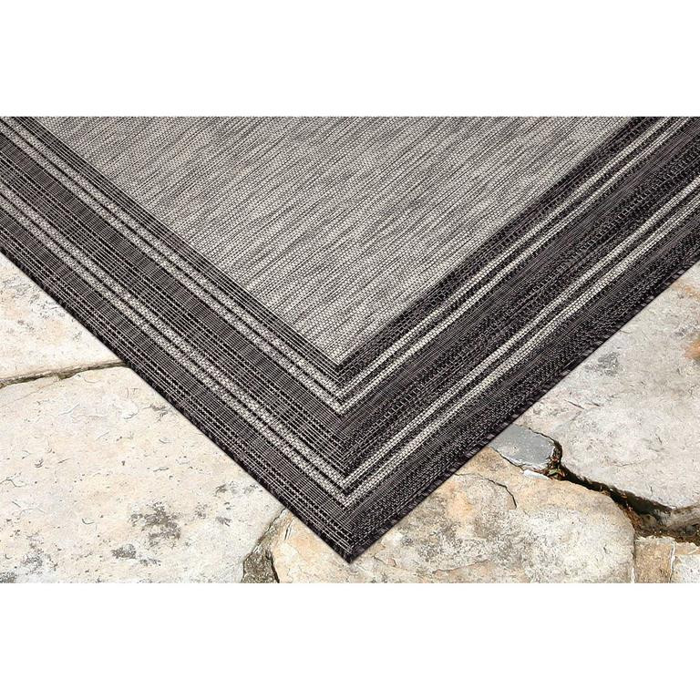 Liora Manne Carmel 8425-48 Multi Border Black Area Rug Corner