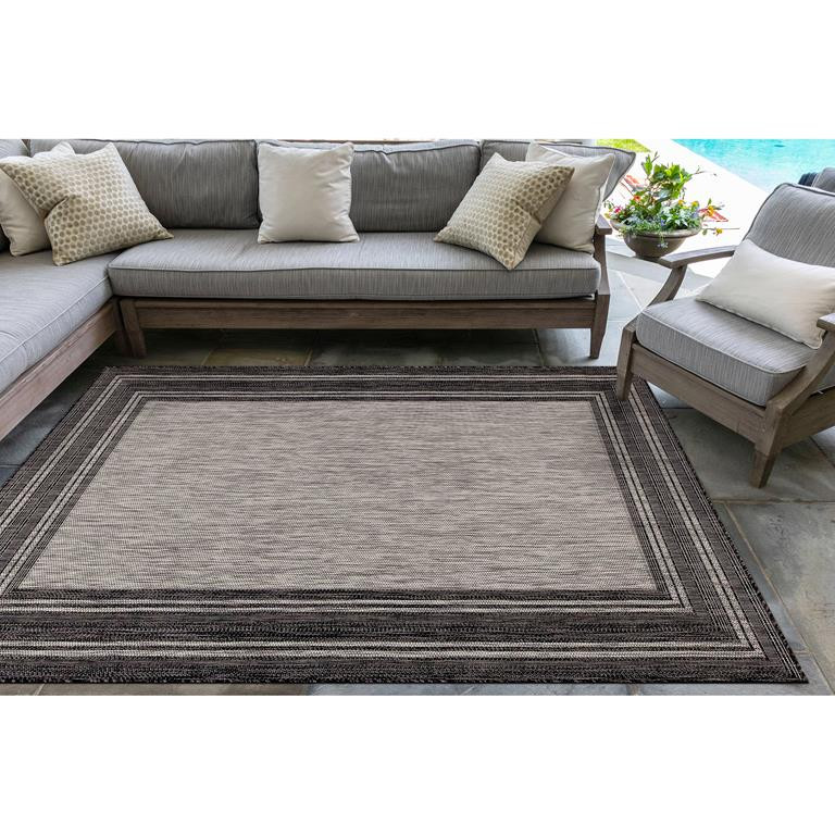 Liora Manne Carmel 8425-48 Multi Border Black Area Rug Room Scene 4