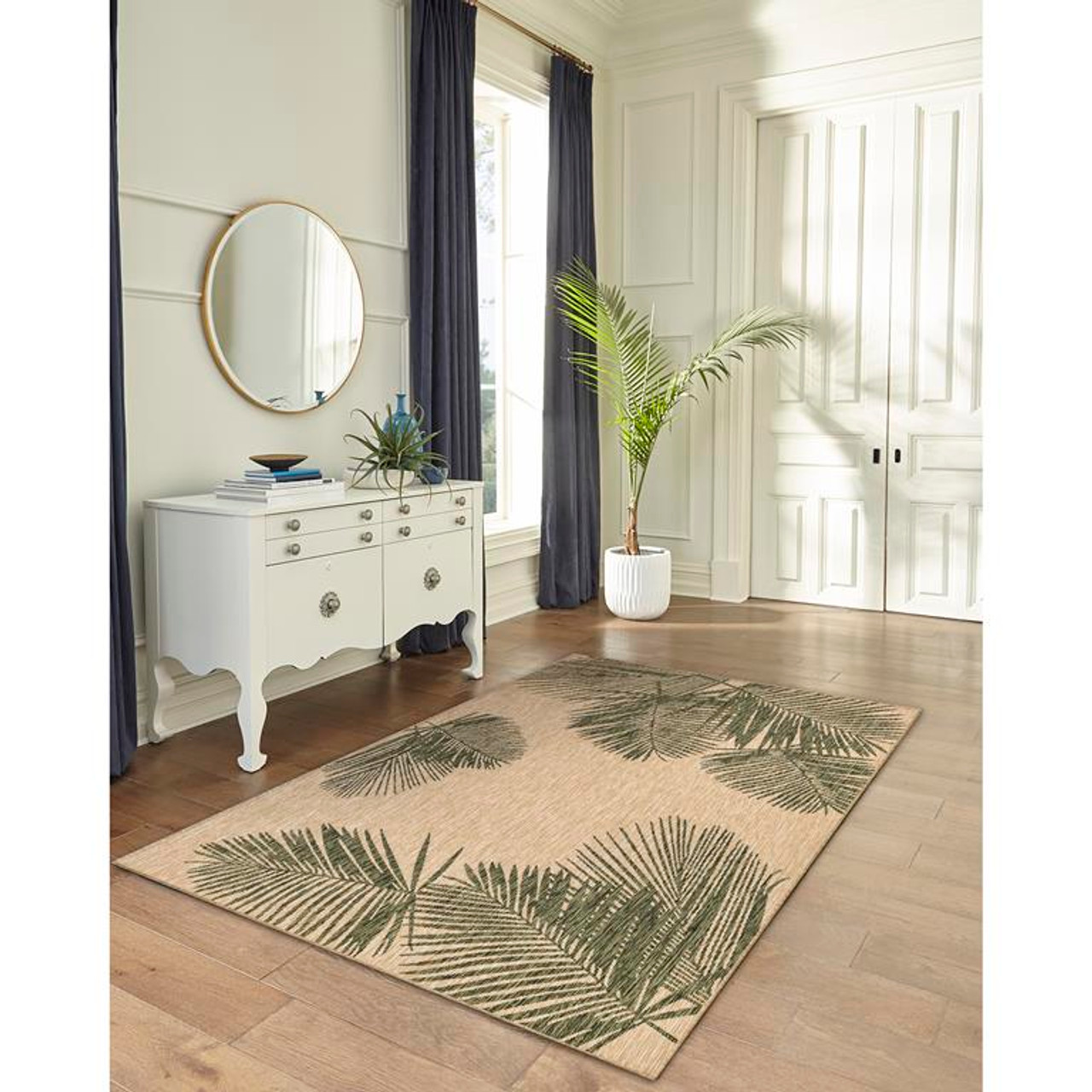 Liora Manne Carmel 8439-06 Palm Green Area Rug Room Scene