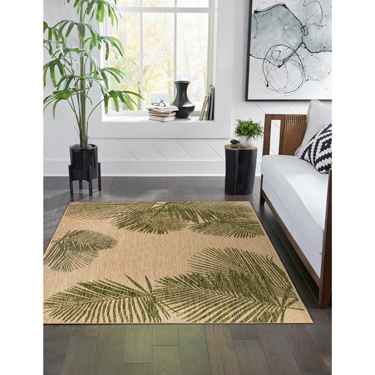 Liora Manne Carmel 8439-06 Palm Green Area Rug Room Scene 3