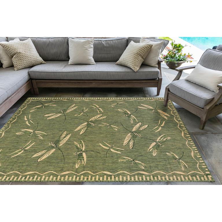Liora Manne Carmel Dragonfly Green Rug - Carpet & Tile Mart