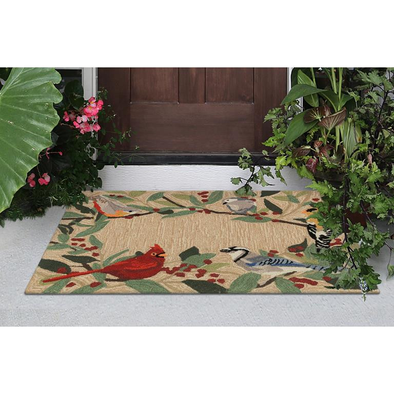 Liora Manne Frontporch 4500-12 Bird Border Natural Area Rug