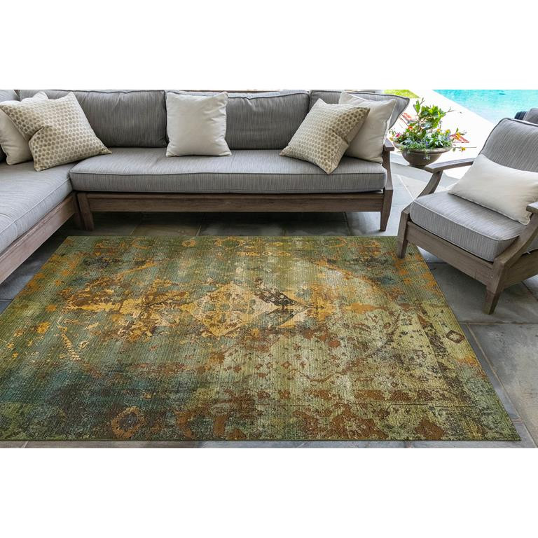 Liora Manne Marina 8043-06 Kermin Green Area Rug Room Scene 3