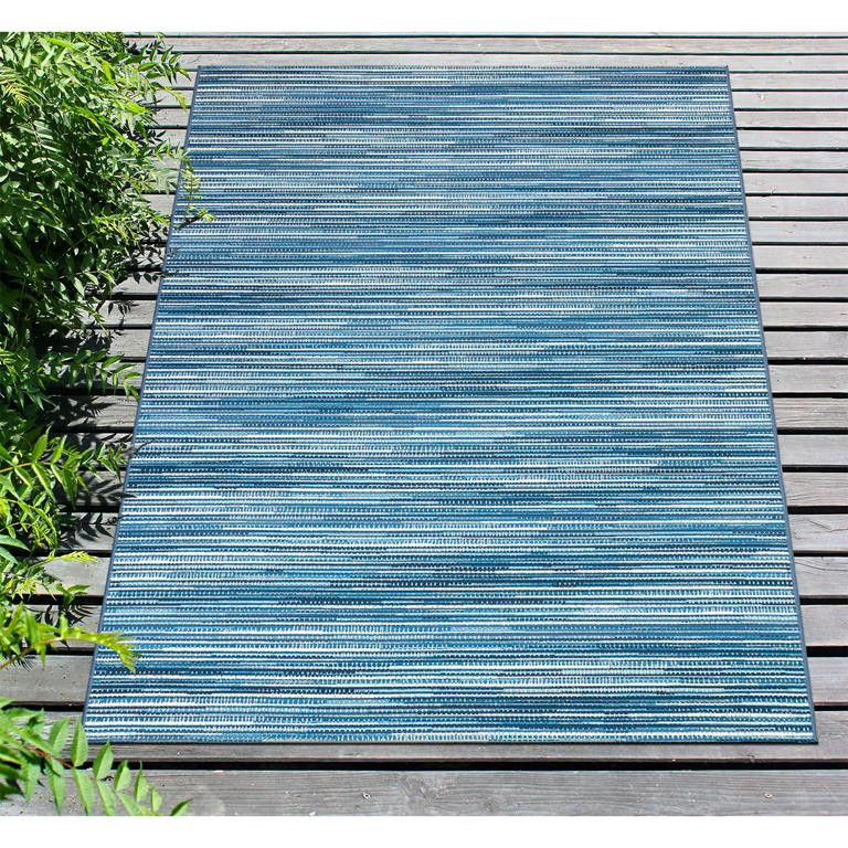 Liora Manne Marina 8052-03 Stripes China Blue Area Rug Room Scene 3