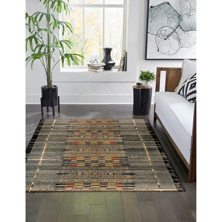 Liora Manne Marina 805748 Tribal Stripe Black Area Rug Carpet & Tile