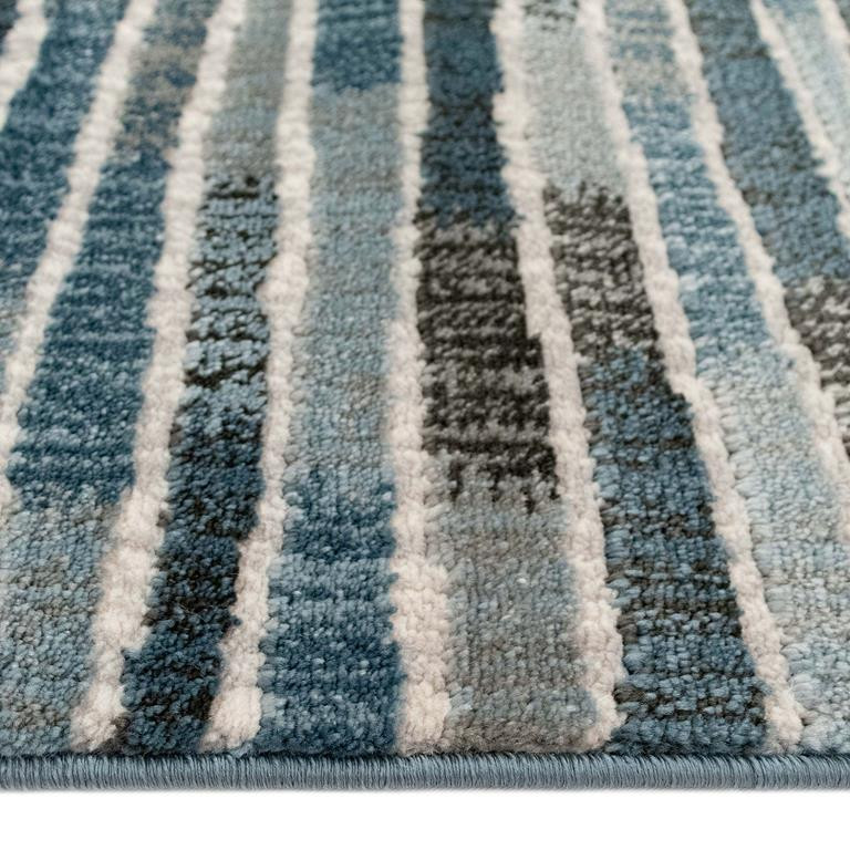 Liora Manne Soho 7116-03 Stripe Blue Area Rug Pile