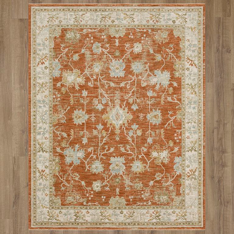 Karastan Adalia RG847-780 Iznik Rust Area Rug on Floor Background