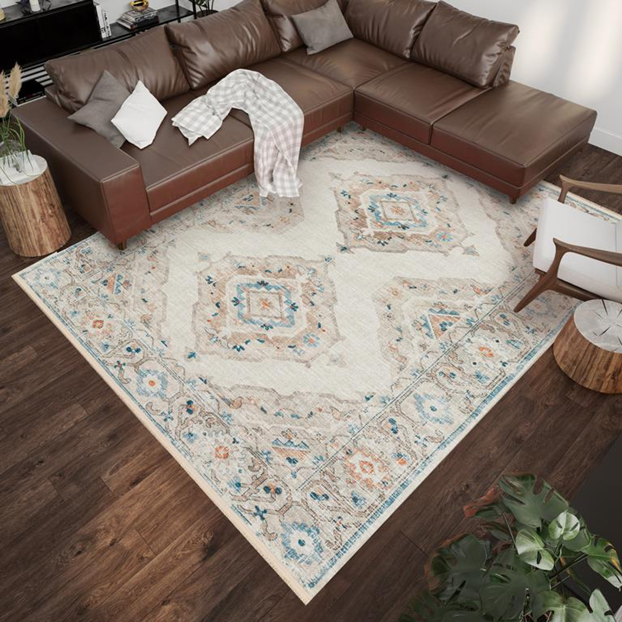 Dalyn Marbella MB1 Ivory Area Rug Room Scene