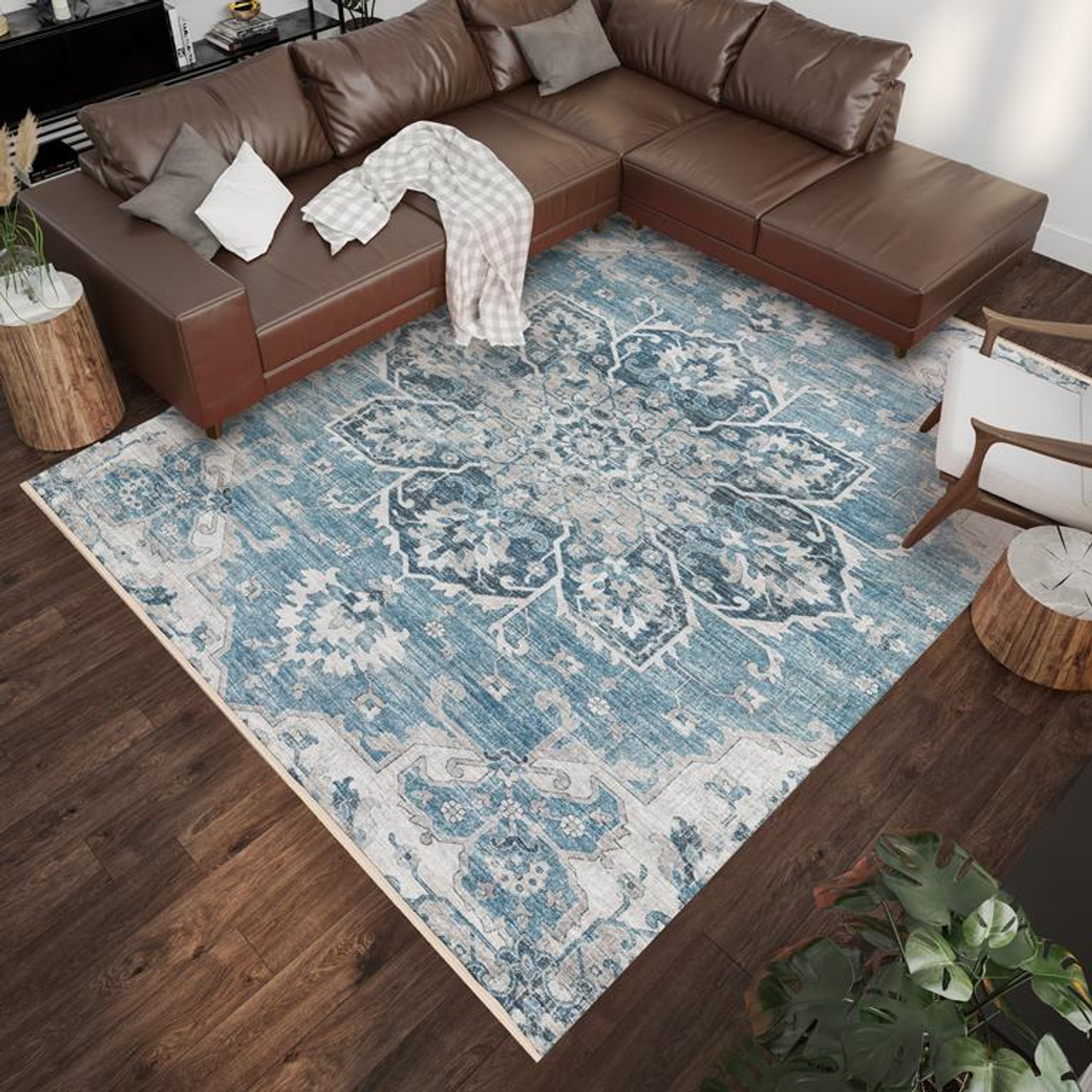 Dalyn Marbella MB3 Denim Area Rug Room Scene