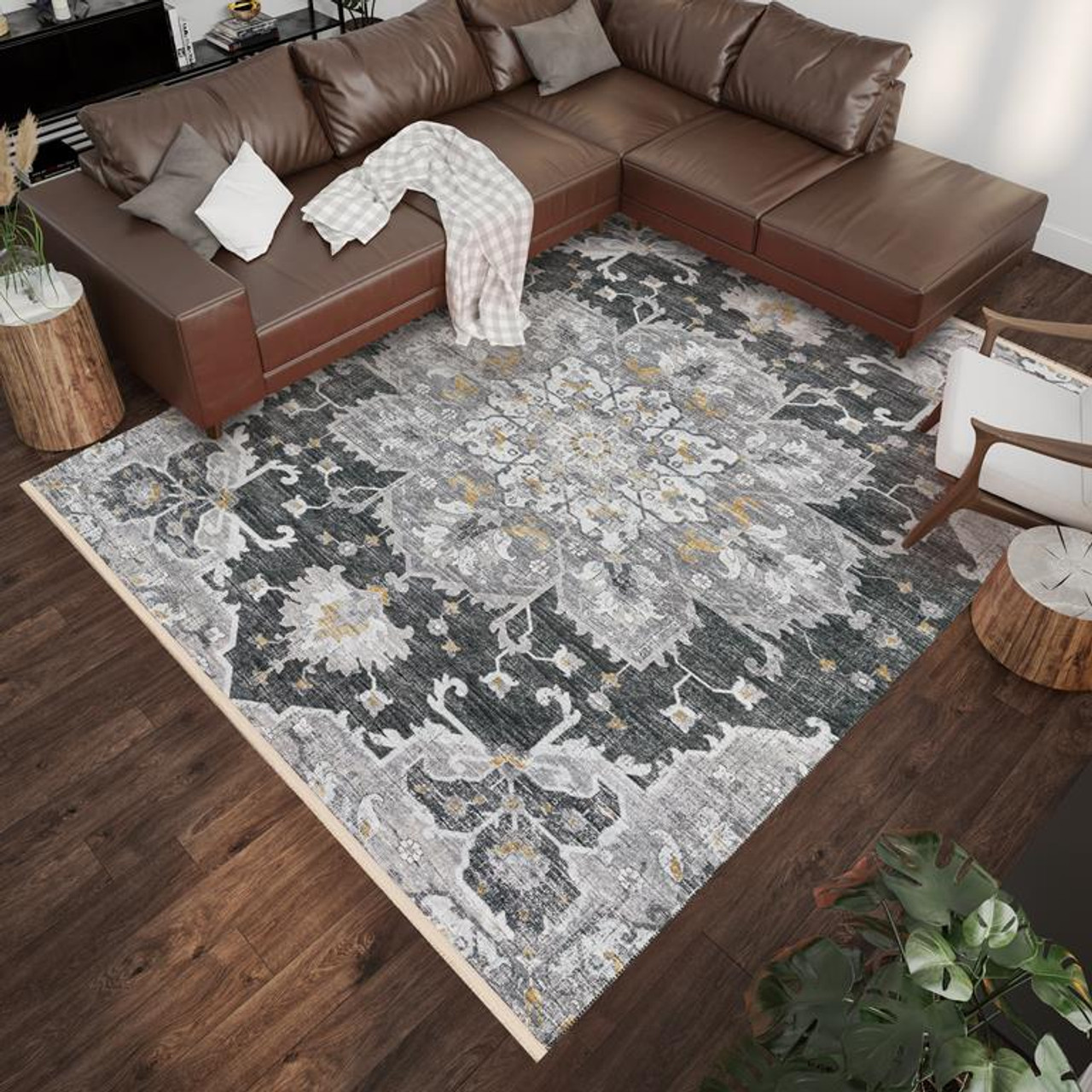 Dalyn Marbella MB3 Midnight Area Rug Room Scene