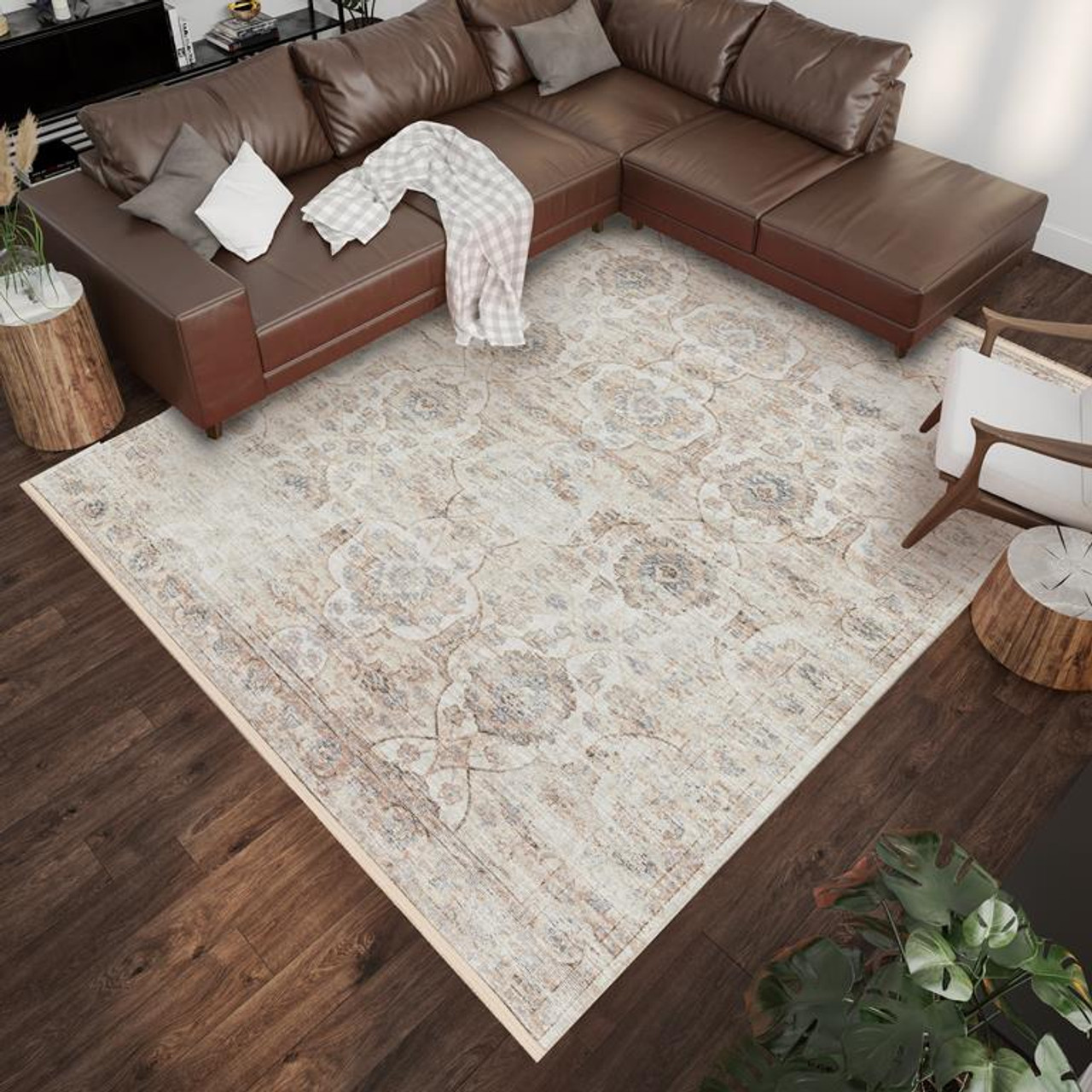 Dalyn Marbella MB5 Ivory Area Rug Room Scene