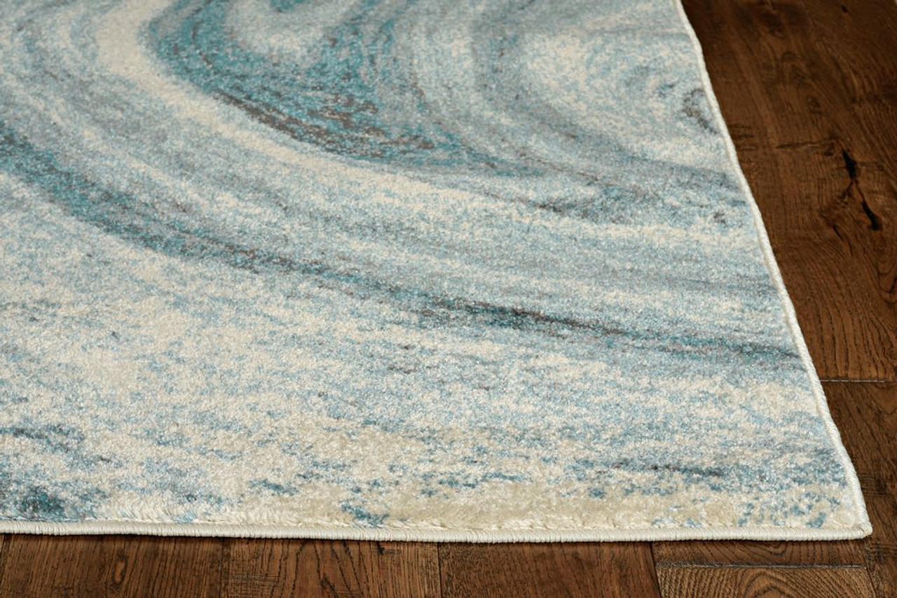 Kas Illusions 6226 Teal Contempo Area Rug Corner