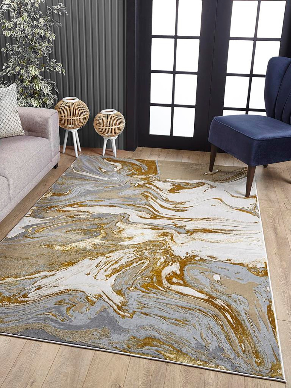 Kas Luna 7149 Ivory Blue Illusions Area Rug Room Scene