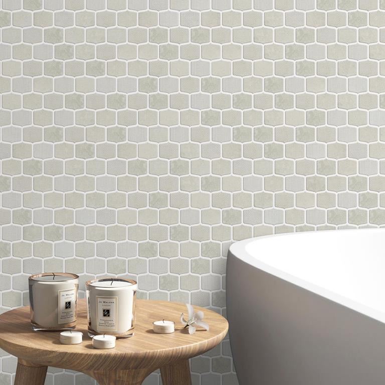 Organic Strands Ivory 2" X 2" Lantern Glass Mosaic