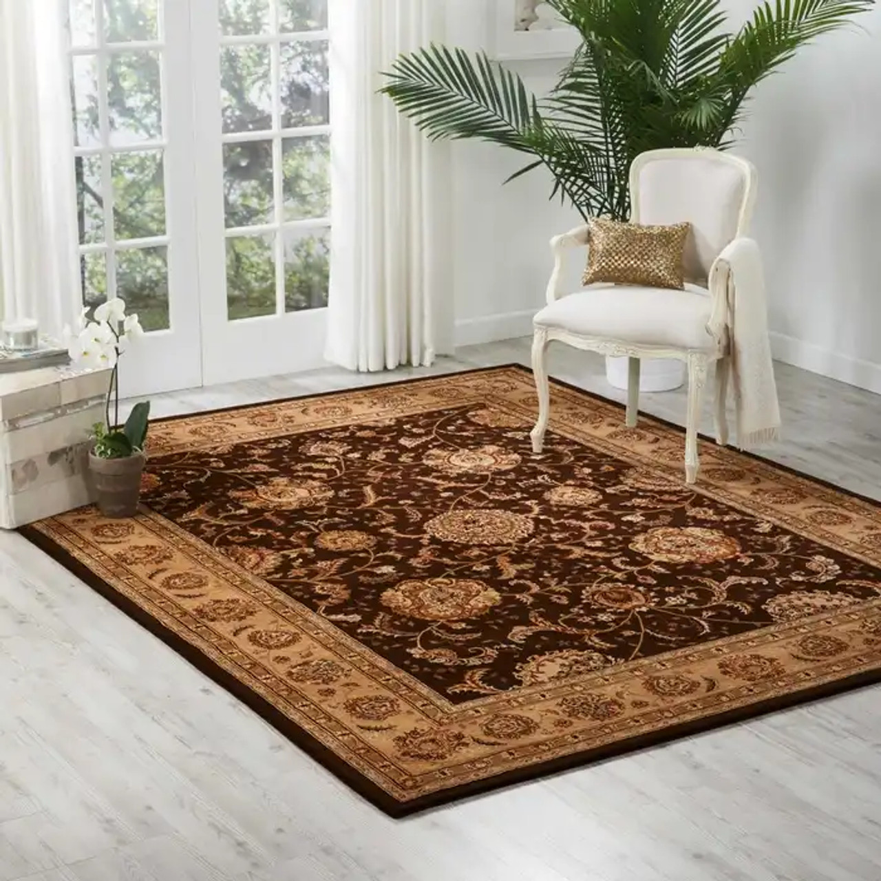 Nourison 2000 2206 Brown Area Rug Room Scene