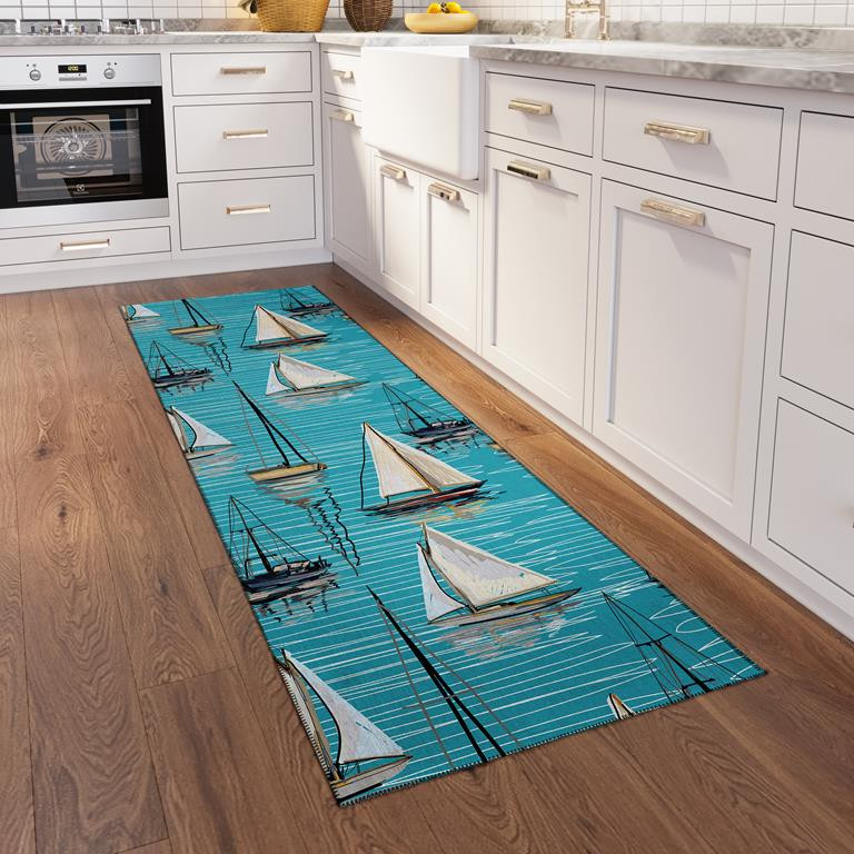 Dalyn Harbor HA8 Teal Runner Area Rug Room Scene