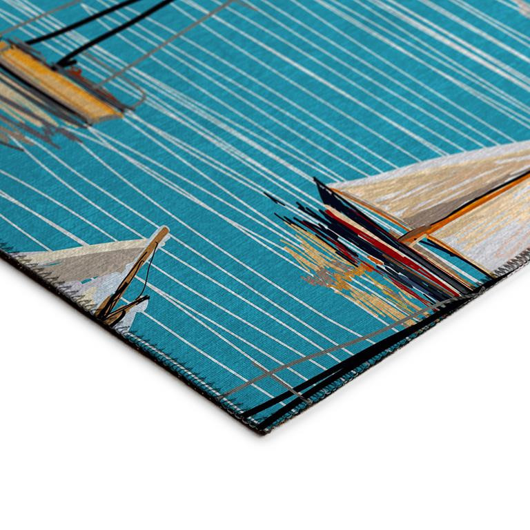 Dalyn Harbor HA8 Teal Area Rug on Angle