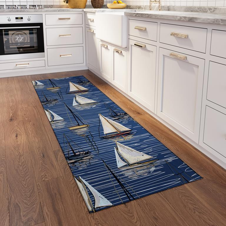 Dalyn Harbor HA8 Navy Runner Area Rug Room Scene