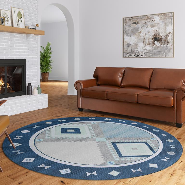 Dalyn Phoenix PH2 Denim Round Area Rug Room Scene
