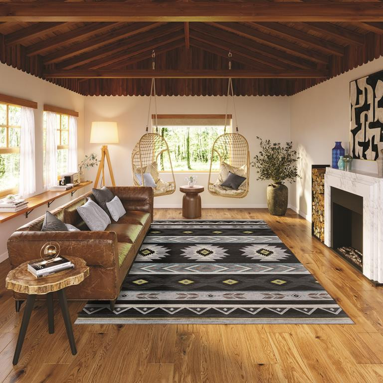 Dalyn Phoenix PH3 Black Area Rug Room Scene