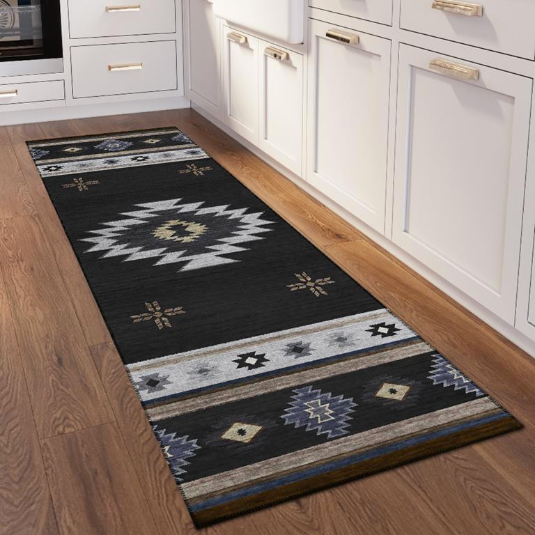 Dalyn Phoenix PH4 Black Runner Area Rug Room Scene
