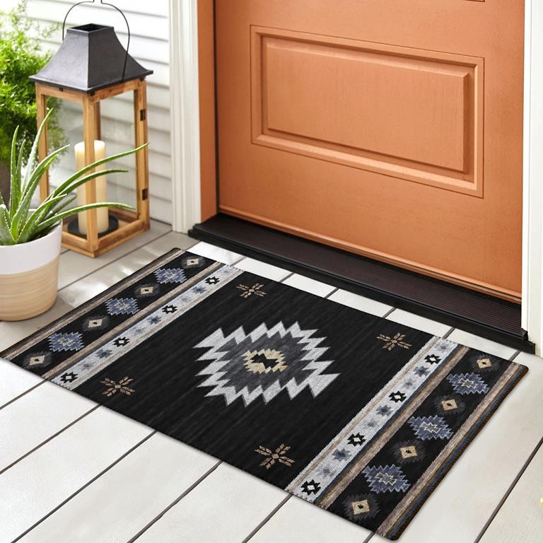 Dalyn Phoenix PH4 Black Scatter Area Rug Room Scene