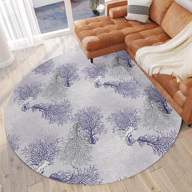 Dalyn Seabreeze SZ3 Lavender Round Area Rug Room Scene