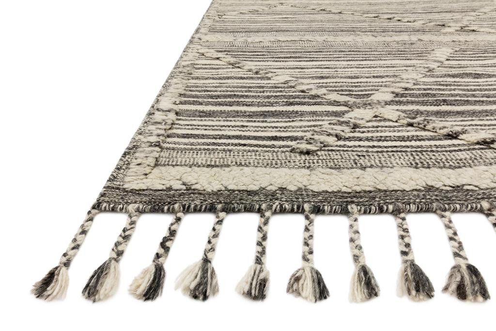 Loloi Iman IMA-01 Ivory Charcoal Area Rug Angle