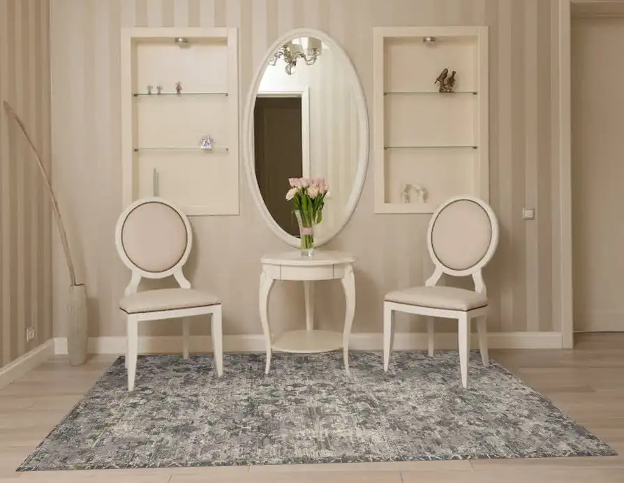 Loloi Indra INA-04 Charcoal Silver Area Rug Room Scene