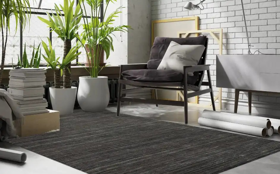 Loloi Jamie JEM-01 Graphite Charcoal Area Rug Room Scene