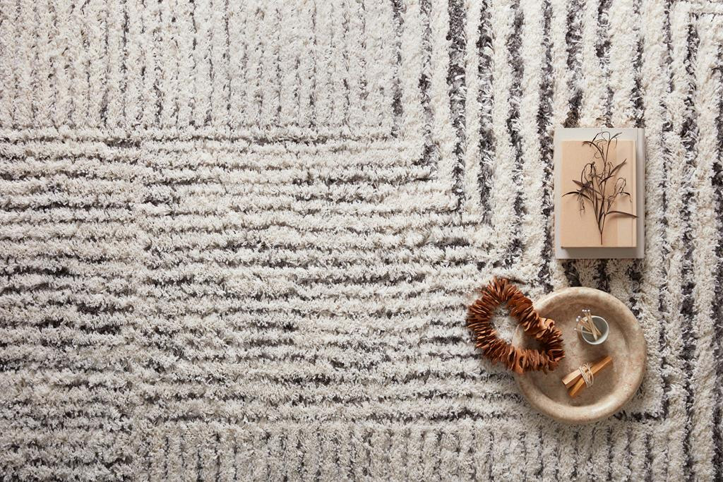Loloi Levitt Shag LEV-02 Ivory Grey Area Rug | Carpetmart.com