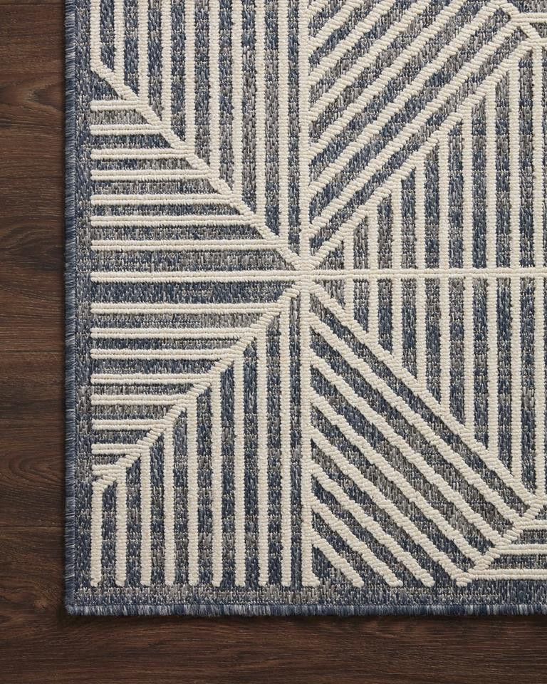 Loloi II Rainier RAI-03 Denim Ivory Area Rug Corner